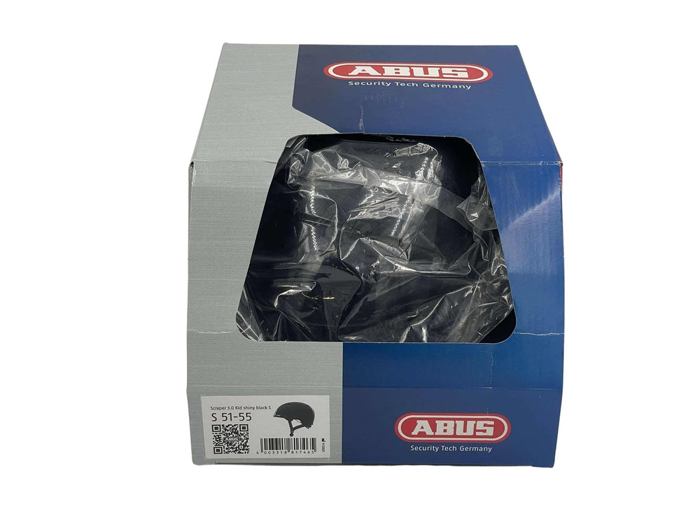 Sort ABUS cykelhjelm til børn i indpakningen