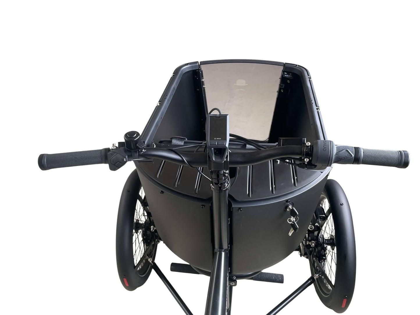 Styret på sort Butchers and Bicycles MK1-E Vario el-ladcykel