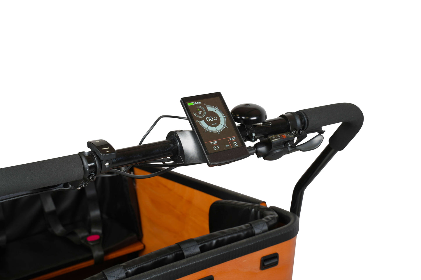 Display på Store Klaus el-ladcykel fra EventyrCykler