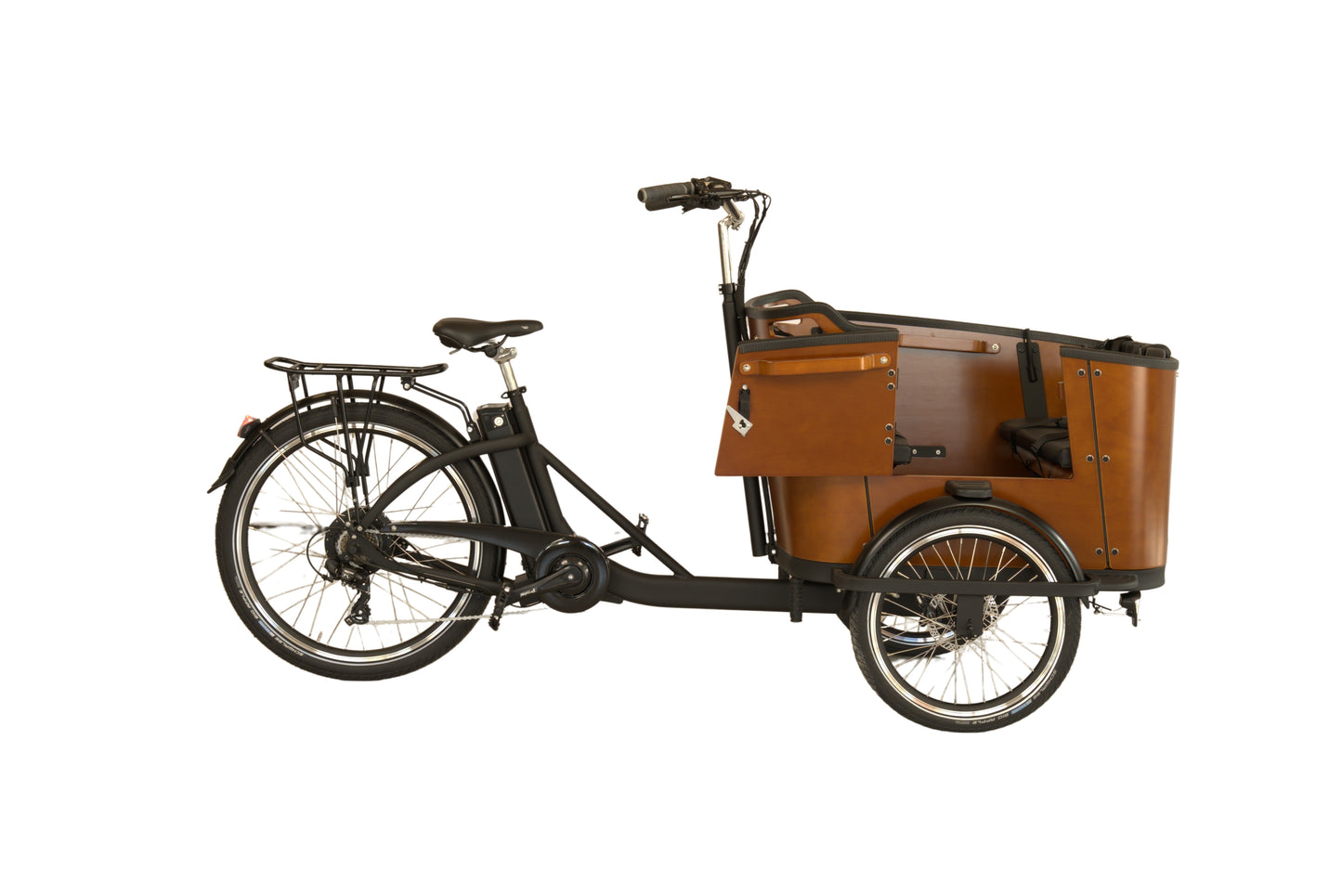 Tommelise ladcykel fra EventyrCykler fra siden med låge åben