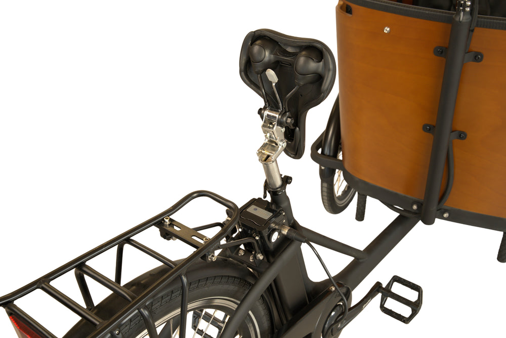 Tommelise ladcykel fra EventyrCykler med sadlen vippet fremad