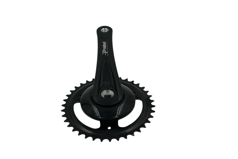 Sort tandhjul med pedalarm til Tommelise el-ladcykel fra EventyrCykler