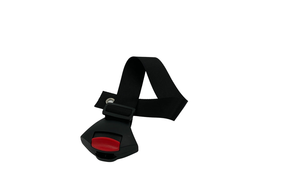 Sort og rød selesamler til børneseler i ladkassen på ladcykel og el-ladcykel