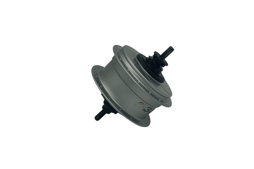 Grå og sort gearnav med skivebremse fra NuVinci