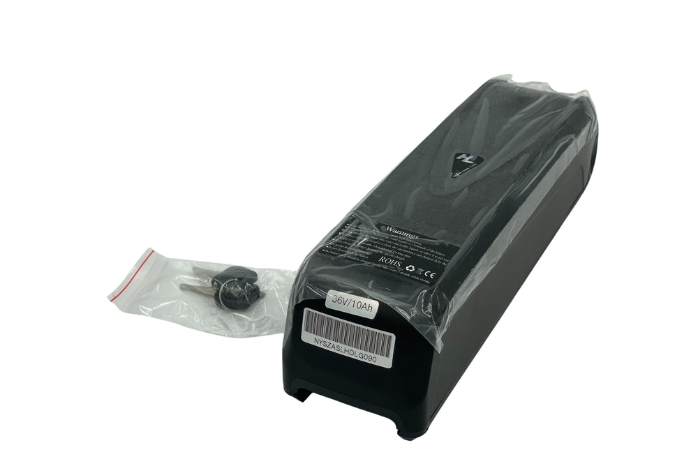 Sort 14Ah batteri med nøgle til el-ladcykel