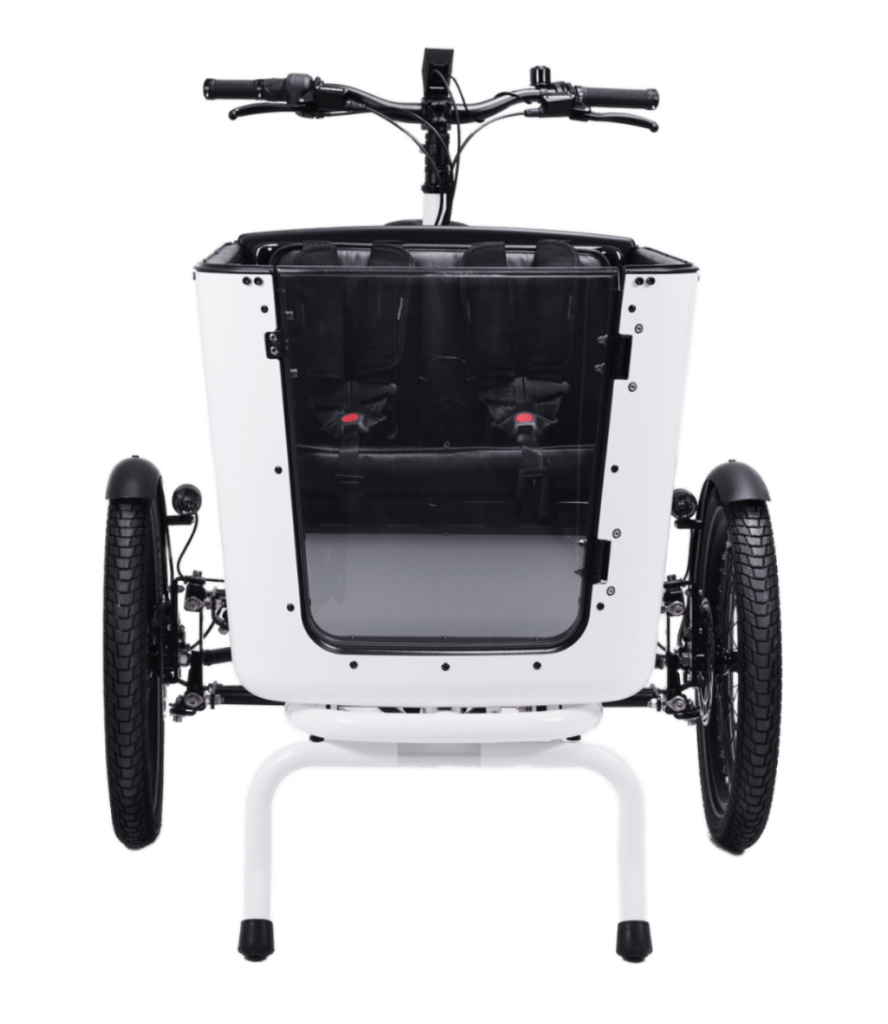 White cargo box with black transparent door on MK1-E Gen. 3 Vario butchers and bicycles electric cargo bike