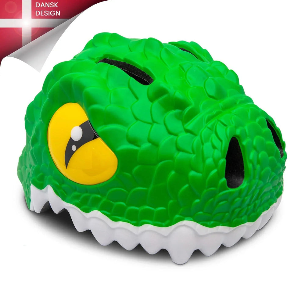 Grøn krokodille cykelhjelm til børn - dansk design