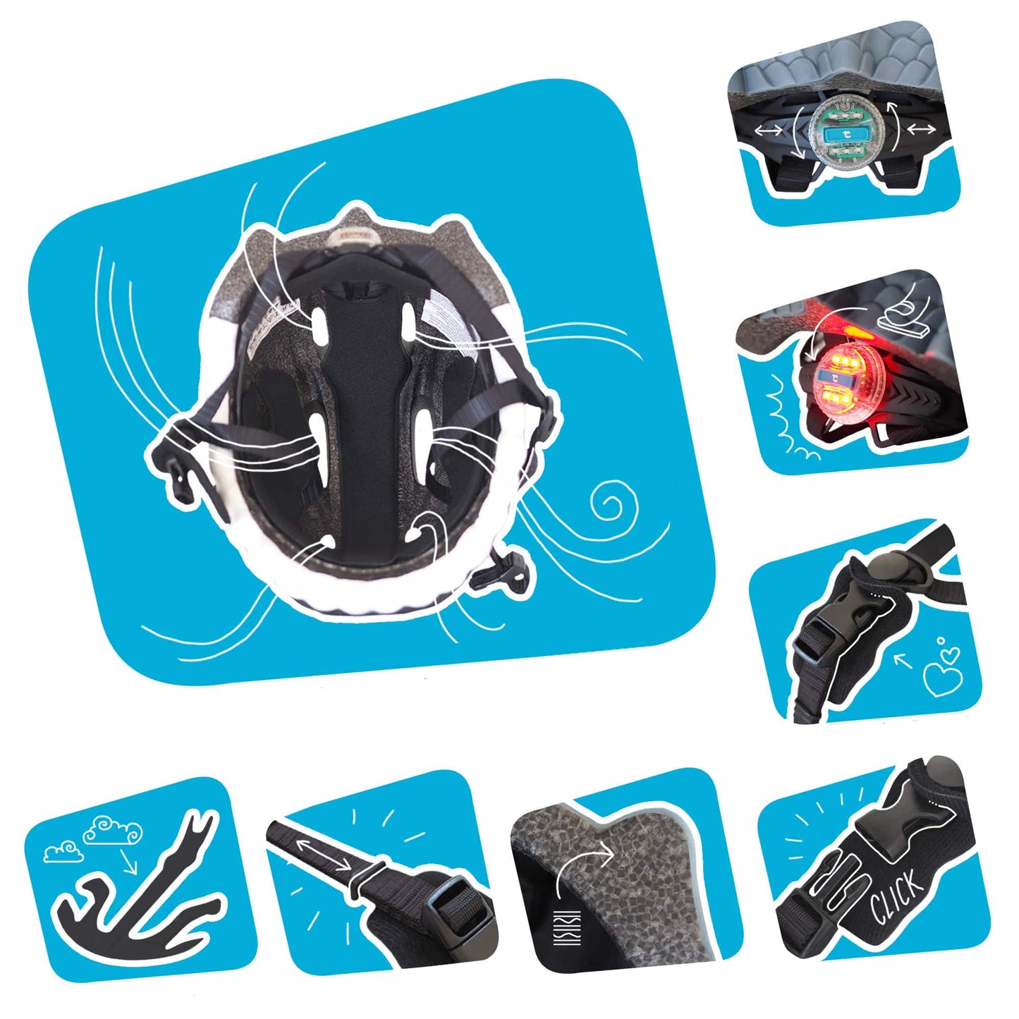 Børnecykelhjelms forskellige features