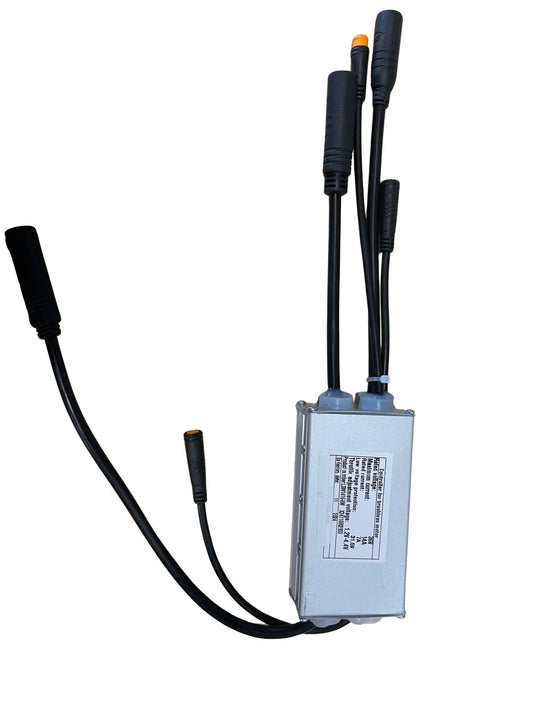 Sort og grå controller til el-ladcykel og ladcykel