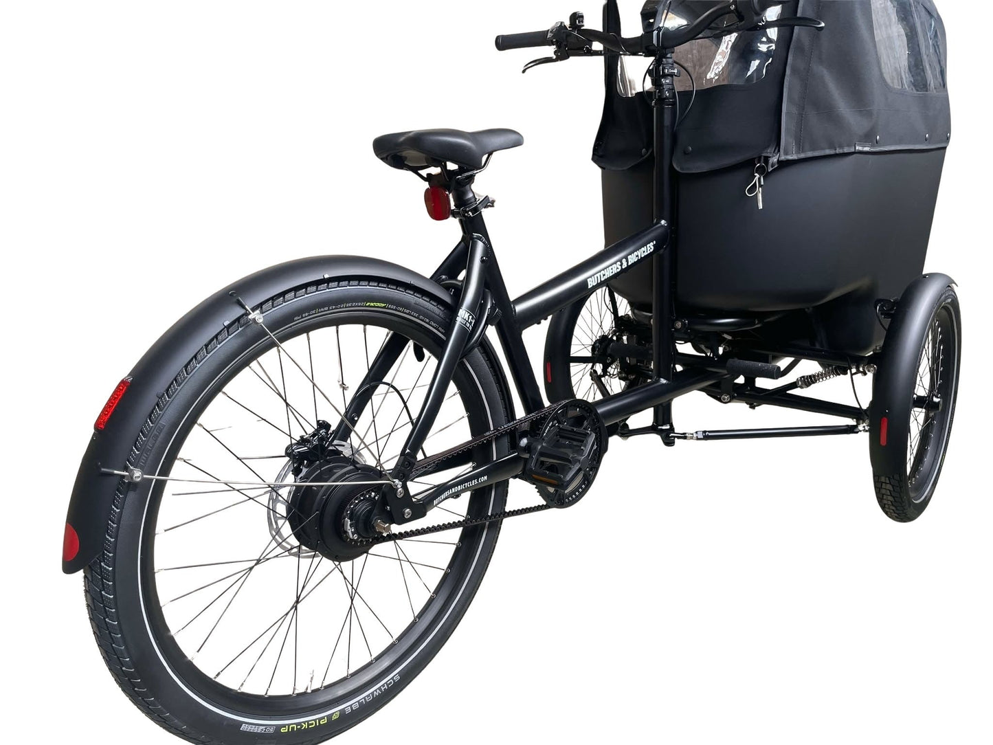 Baghjulet på sort Butchers and Bicycles MK1-E Vario el-ladcykel